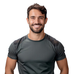 Obraz premium Portrait of a handsome guy, smiling, isolated on white background