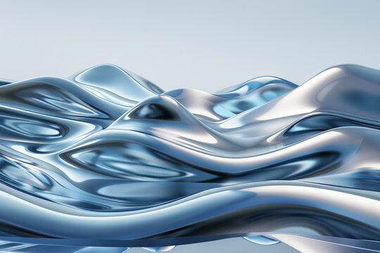 3d render of a sleek abstract interpretation of ocean waves