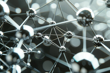 3D render of interconnected geometric shapes representing a complex molecule