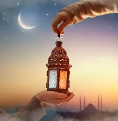  Ornamental Arabic lantern with burning candle © Konstantin Yuganov