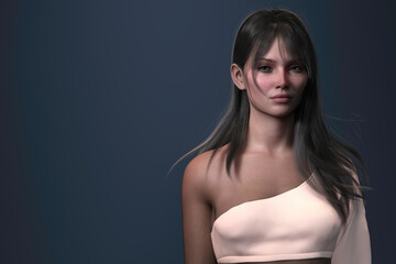 Portrait of a woman. 3D rendering.