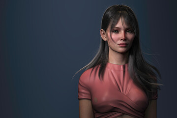 Portrait of a woman. 3D rendering.