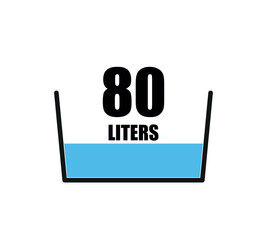 80 liters icon. Liquid measure vector design in liters isolated on white background