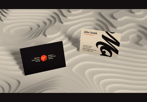 Business Cards Mockup on Abstract Background