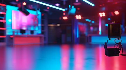 Blurry News Studio or Recording Room For Background Use - Bokeh Vision Screens