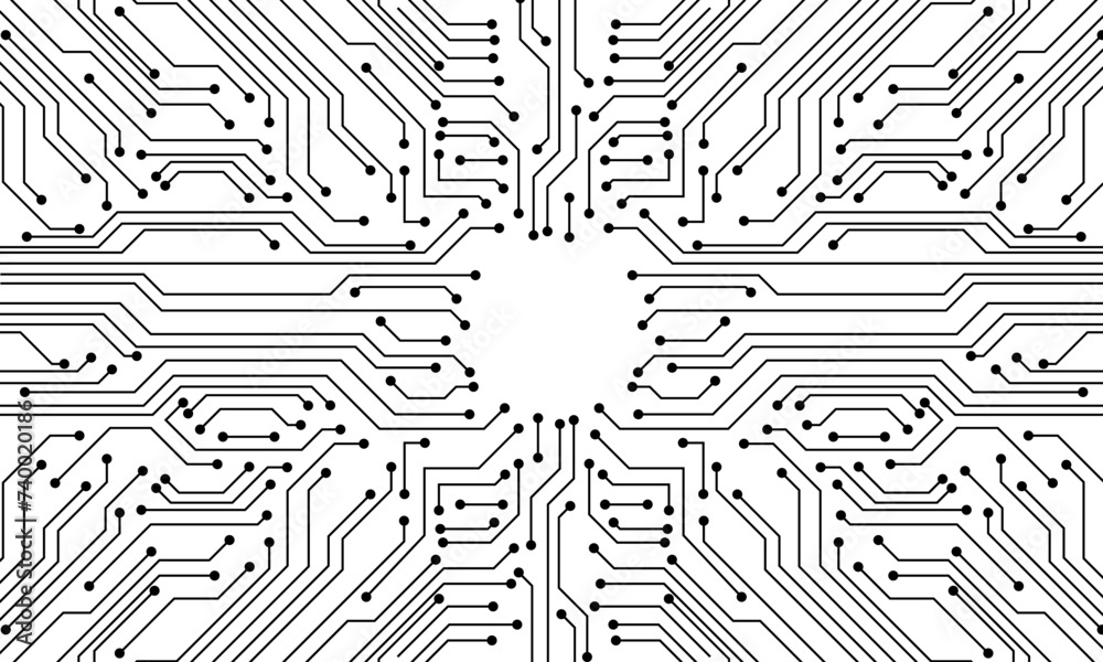 Poster Grey circuit line technology pattern on white background vector