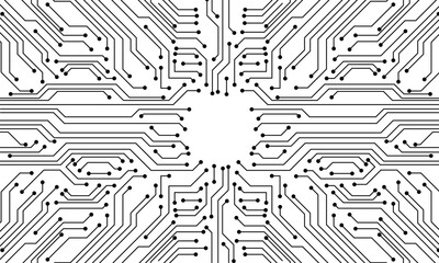 Grey circuit line technology pattern on white background vector