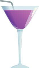 Violet party cocktail icon cartoon vector. Alcoholic drink. Party vintage