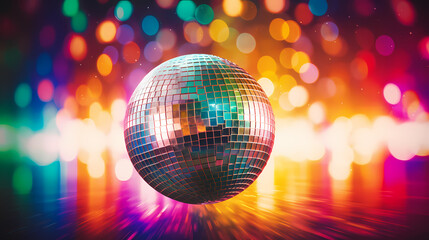 Obraz premium Disco ball illustration, multicolor music background