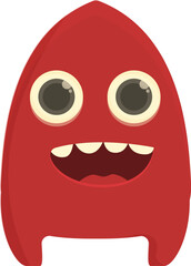 Red figure icon cartoon vector. Funny monster alien. Crazy mouth face
