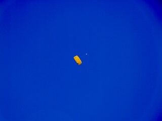 Parachutists flying near the Aeroclub de Castell&oacute;, El Grao de Castell&oacute;n, Valencia, Spain