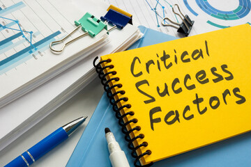 Critical success factors. Handwritten note on an office notepad.