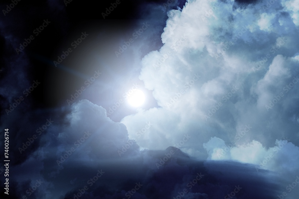 Canvas Prints Night sky with bright light. clouds in mystic sky