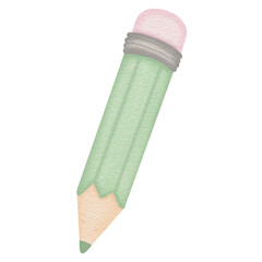 Hand-drawn green pencil using watercolor