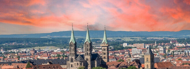 Skyline of Bamberg with Cathedral, bavaria germany