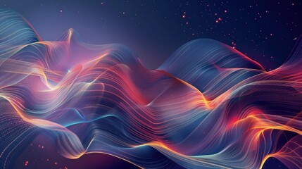 Abstract Digital Artwork of Colorful Wavy Lines. A captivating abstract digital artwork with...