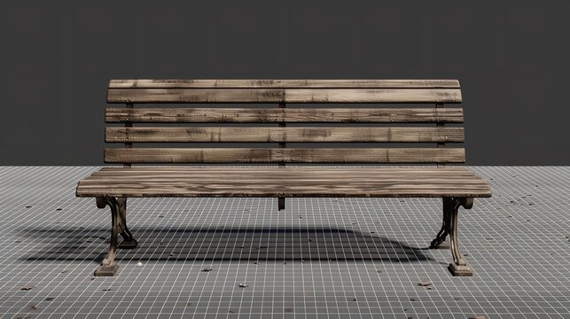 Wooden Park Bench Isolated on a Transparent Background

