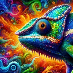 Tafelkleed Close-up of Chameleon ,Generative AI © Zigma Arts