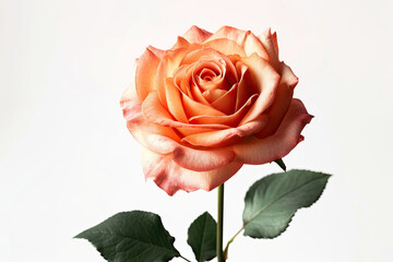 a peach rose isolated on a white background