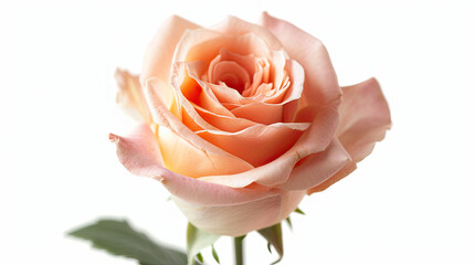 a peach rose isolated on a white background
