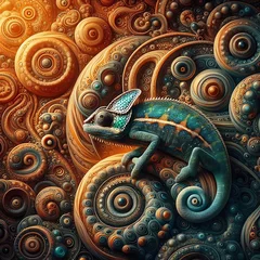 Tafelkleed Closeup of Chameleon ,Generative AI © Zigma Arts