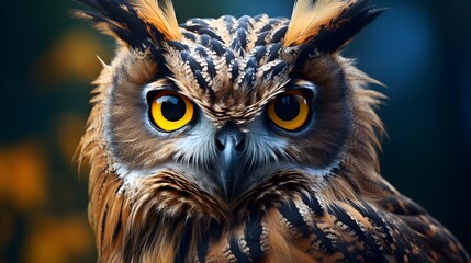 Close-up photo of owl 8k