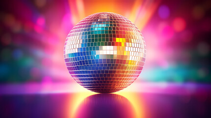 Obraz premium Disco ball illustration, multicolor music background