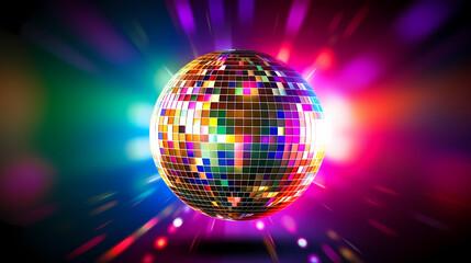 Obraz premium Disco ball illustration, multicolor music background