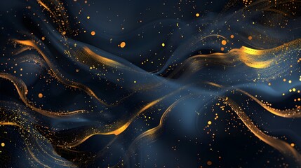 Abstract luxury swirling black gold background. Gold waves abstract background texture. Print, painting, design, fashion.