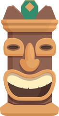 Aged totem icon cartoon vector. Statue maya. Indian tribal face