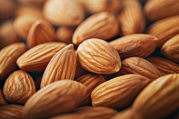 close up of almond nuts macro photo. almond kernels for background or texture
