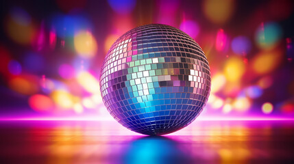 Disco ball illustration, multicolor music background