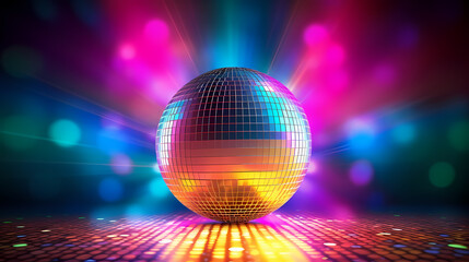 Disco ball illustration, multicolor music background