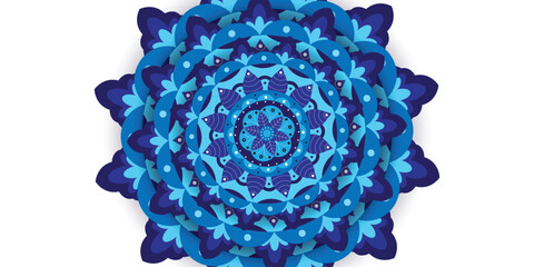 Blue Mandala pattern design on white background