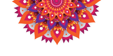 Colourful decorative floral mandala with white background