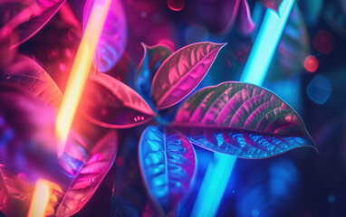 leaves under dreamy lights,created with Generative AI tecnology.
