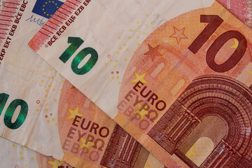 10 euro bills. Closeup photo.