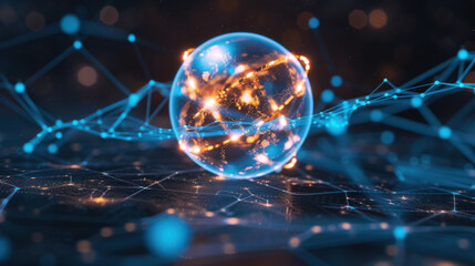 Obraz premium Nanoscopic particle, atom nucleus, quantum effects, thermonuclear reaction concept