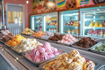 Step into sweet indulgence at ice cream shop, awaiting delightful flavors