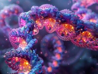 Fototapeta premium DNA helix spiraling around a core of pure energy radiating from an unknown cosmic phenomenon