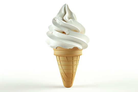 vanilla ice cream cone standing isolated on white background