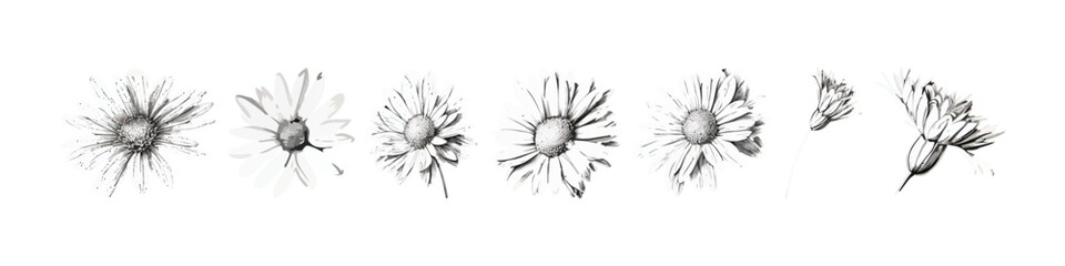Hand drawn flower set. Vector illustration. Wild bouquet collection.
