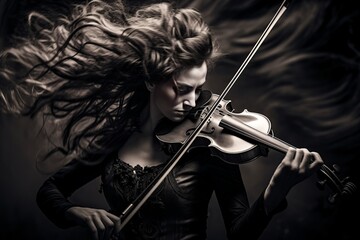 Fototapeta premium String duet: violinists on the concert stage