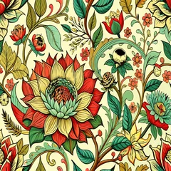 Foto op Canvas pattern with flowers © tiks