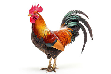 rooster standing isolated on a white background