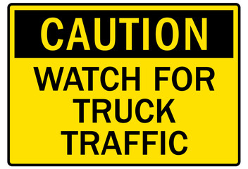 Fototapeta premium Truck warning sign and labels watch for truck traffic