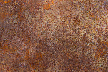 Metal rust, orange color on metal plate use as background	