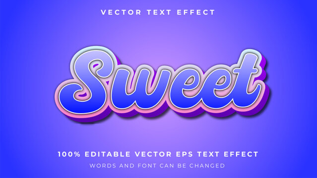 Sweet blue 3d editable vector text effect