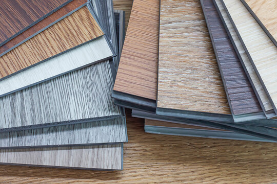 Examples of ready-made vinyl flooring for interior work.