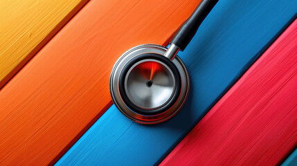 Stethoscope on a bright background, close-up. Place for text